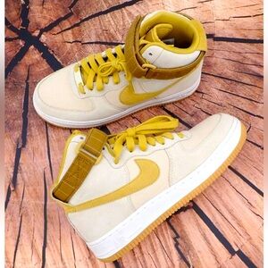 Nike Air Force 1 '08 Mid SAMPLE Shoe Leather Canvas Wheat Gold Womens Size 7